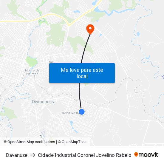 Davanuze to Cidade Industrial Coronel Jovelino Rabelo map