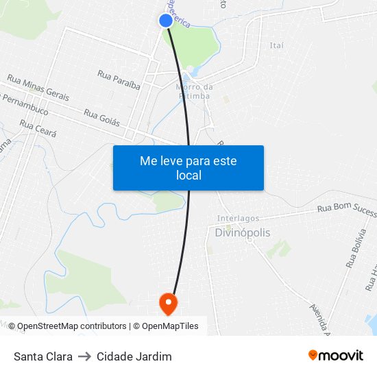 Santa Clara to Cidade Jardim map