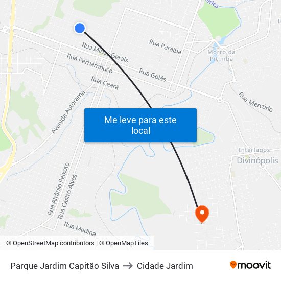Parque Jardim Capitão Silva to Cidade Jardim map