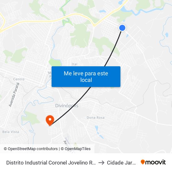 Distrito Industrial Coronel Jovelino Rabelo to Cidade Jardim map