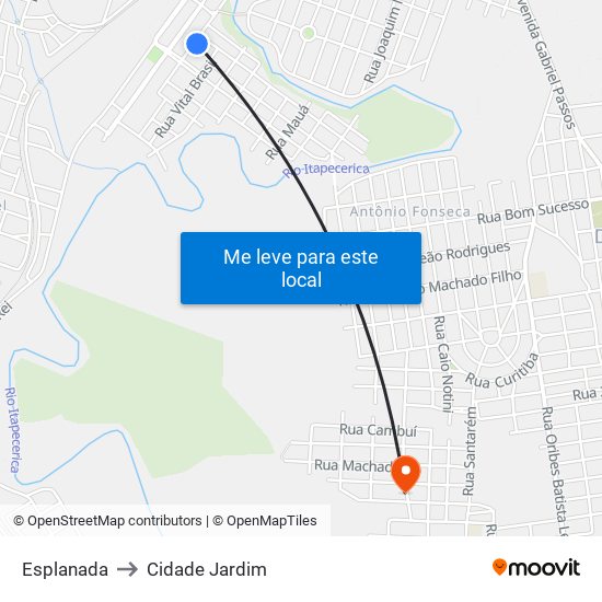 Esplanada to Cidade Jardim map