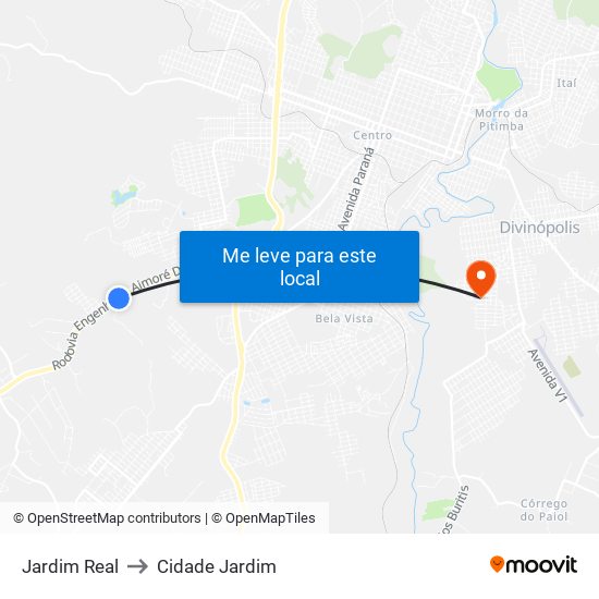 Jardim Real to Cidade Jardim map