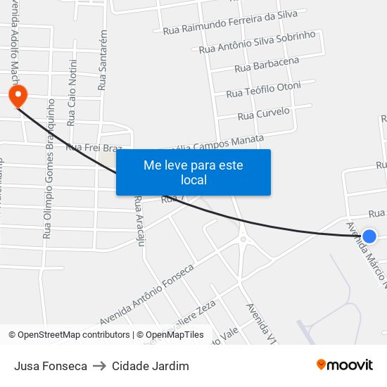 Jusa Fonseca to Cidade Jardim map