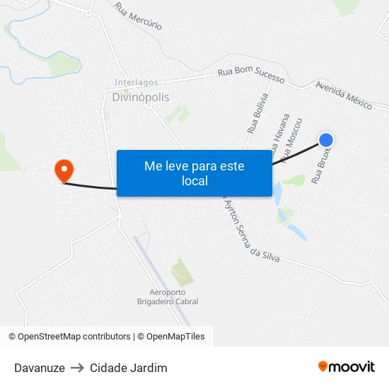 Davanuze to Cidade Jardim map