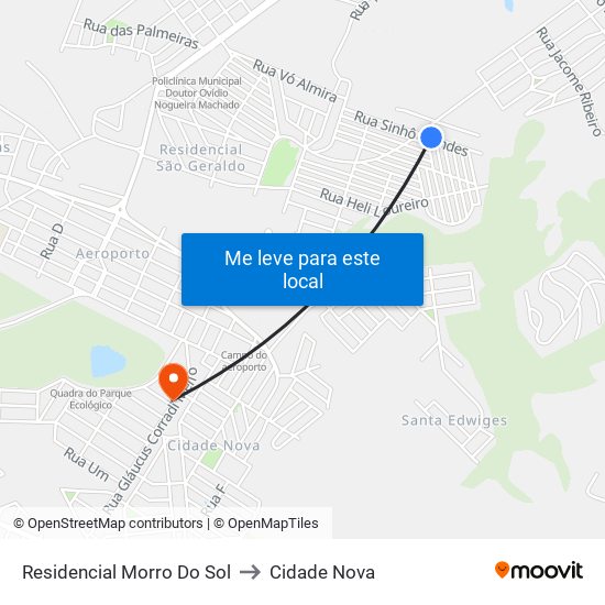 Residencial Morro Do Sol to Cidade Nova map