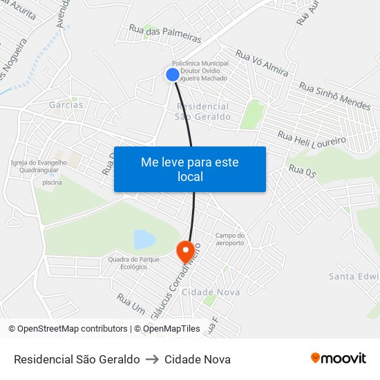 Residencial São Geraldo to Cidade Nova map