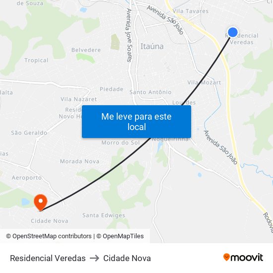 Residencial Veredas to Cidade Nova map