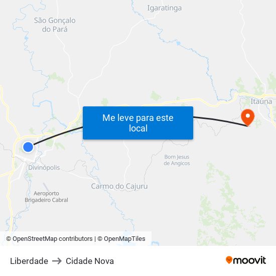 Liberdade to Cidade Nova map