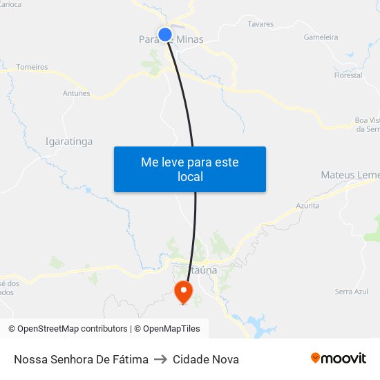 Nossa Senhora De Fátima to Cidade Nova map