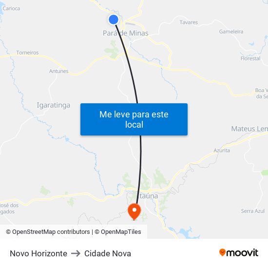 Novo Horizonte to Cidade Nova map