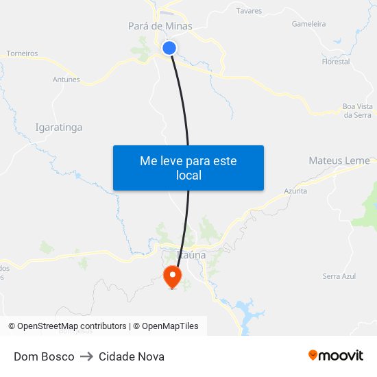 Dom Bosco to Cidade Nova map