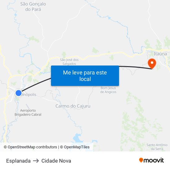 Esplanada to Cidade Nova map