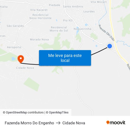 Fazenda Morro Do Engenho to Cidade Nova map