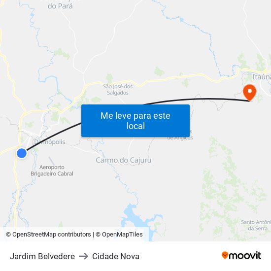 Jardim Belvedere to Cidade Nova map