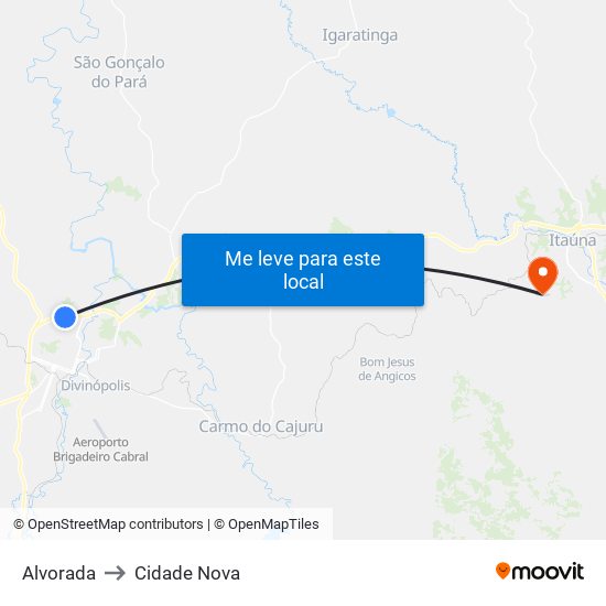 Alvorada to Cidade Nova map