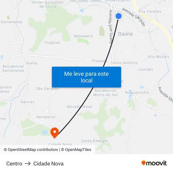 Centro to Cidade Nova map
