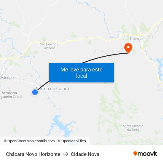 Chácara Novo Horizonte to Cidade Nova map