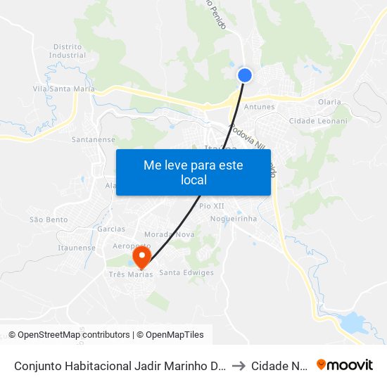 Conjunto Habitacional Jadir Marinho De Faria to Cidade Nova map