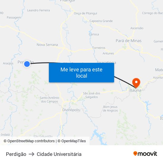 Perdigão to Cidade Universitária map