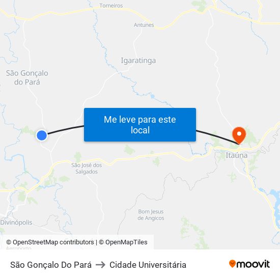 São Gonçalo Do Pará to Cidade Universitária map