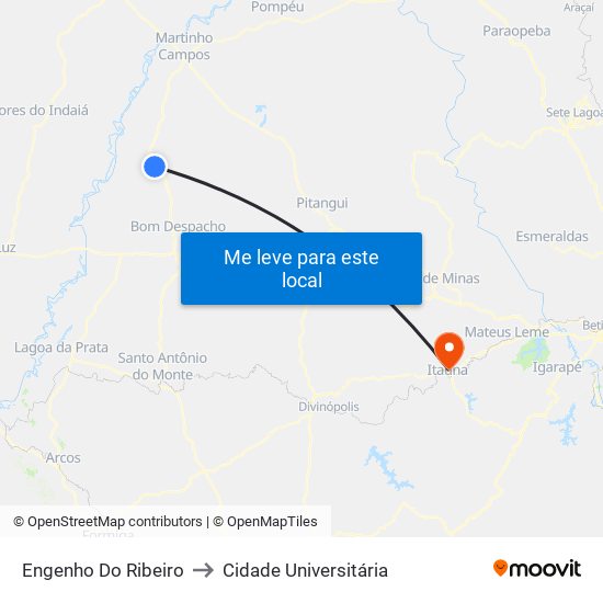 Engenho Do Ribeiro to Cidade Universitária map