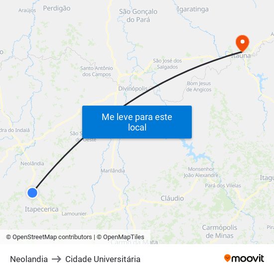 Neolandia to Cidade Universitária map