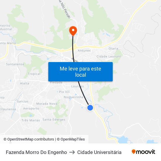 Fazenda Morro Do Engenho to Cidade Universitária map