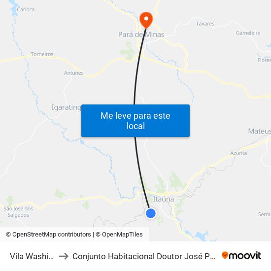 Vila Washington to Conjunto Habitacional Doutor José Pereira Campos map