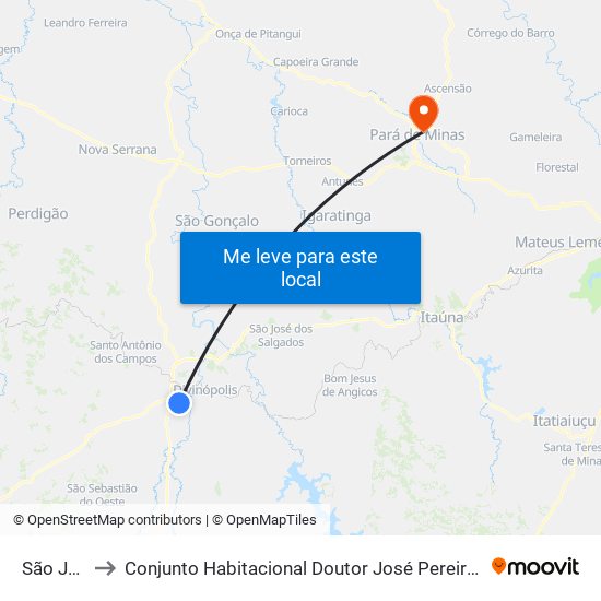 São José to Conjunto Habitacional Doutor José Pereira Campos map