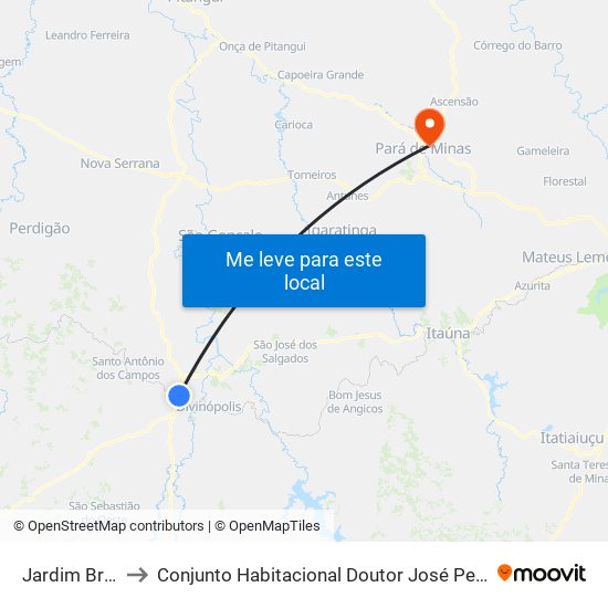 Jardim Brasília to Conjunto Habitacional Doutor José Pereira Campos map