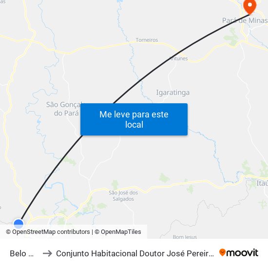 Belo Vale to Conjunto Habitacional Doutor José Pereira Campos map