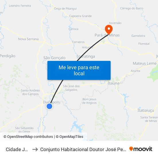 Cidade Jardim to Conjunto Habitacional Doutor José Pereira Campos map