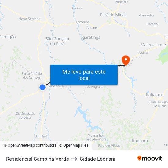 Residencial Campina Verde to Cidade Leonani map
