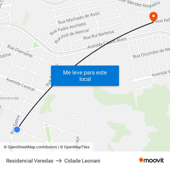 Residencial Veredas to Cidade Leonani map