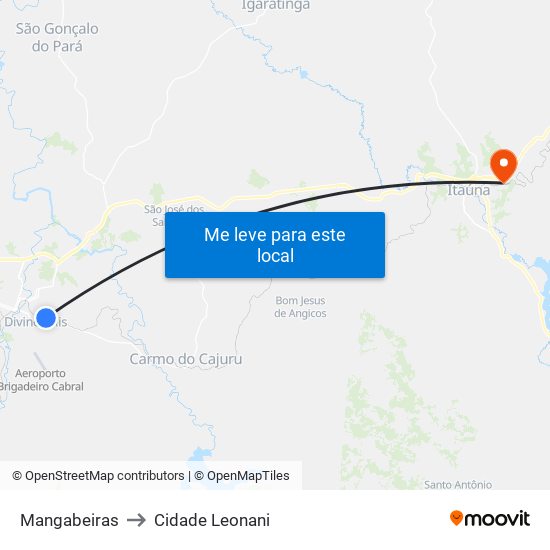 Mangabeiras to Cidade Leonani map