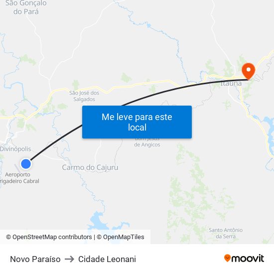 Novo Paraíso to Cidade Leonani map
