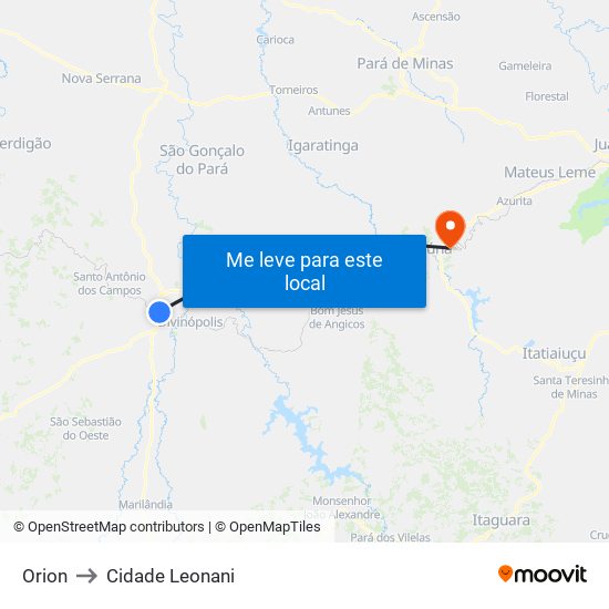 Orion to Cidade Leonani map