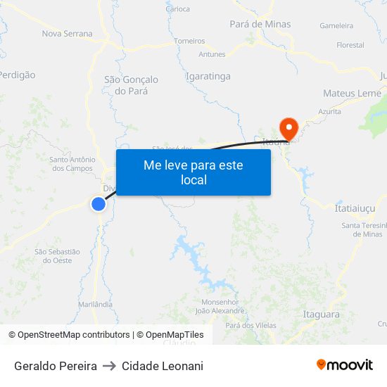 Geraldo Pereira to Cidade Leonani map