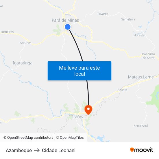 Azambeque to Cidade Leonani map