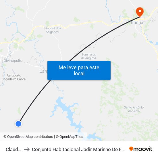 Cláudio to Conjunto Habitacional Jadir Marinho De Faria map