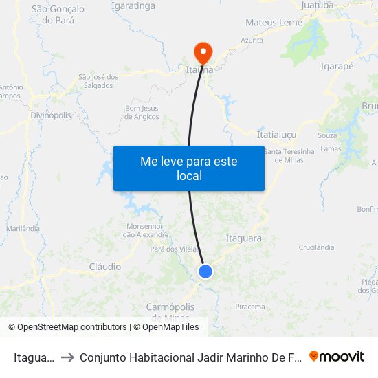 Itaguara to Conjunto Habitacional Jadir Marinho De Faria map