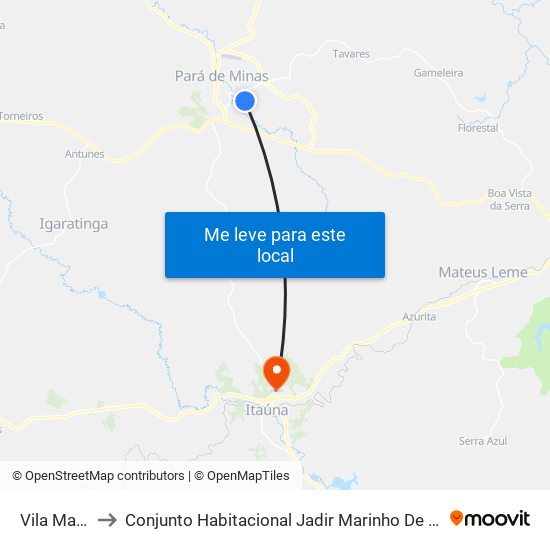 Vila Maria to Conjunto Habitacional Jadir Marinho De Faria map