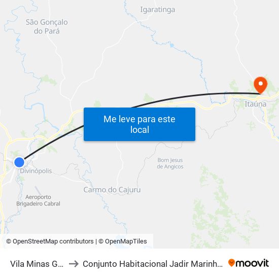 Vila Minas Gerais to Conjunto Habitacional Jadir Marinho De Faria map