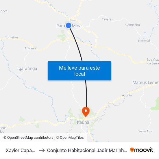 Xavier Capanema to Conjunto Habitacional Jadir Marinho De Faria map