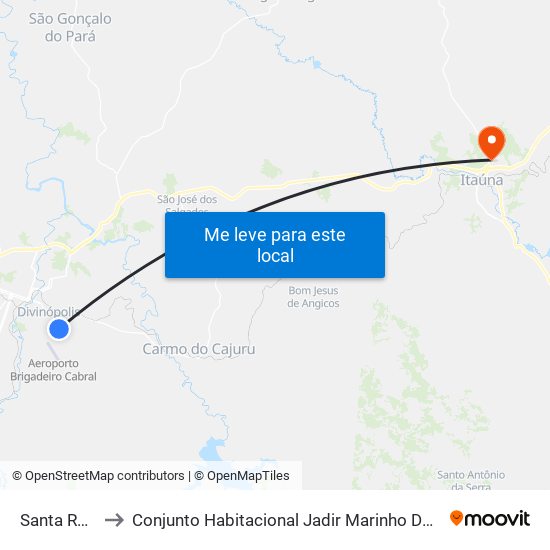 Santa Rosa to Conjunto Habitacional Jadir Marinho De Faria map
