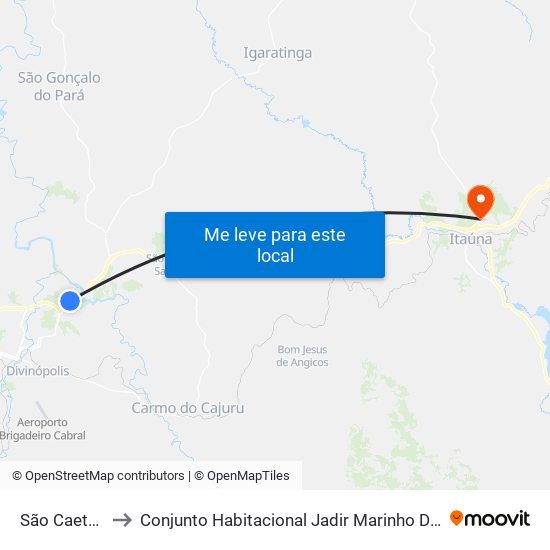 São Caetano to Conjunto Habitacional Jadir Marinho De Faria map