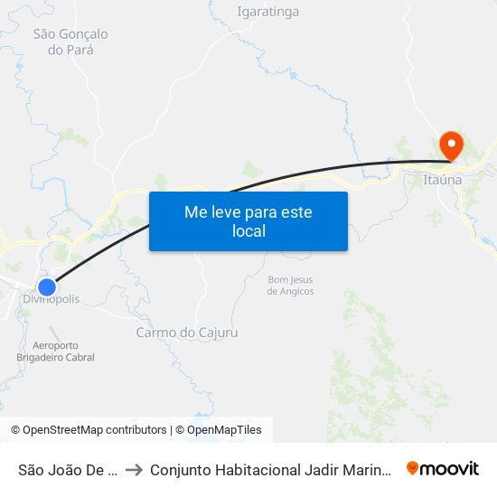 São João De Deus to Conjunto Habitacional Jadir Marinho De Faria map