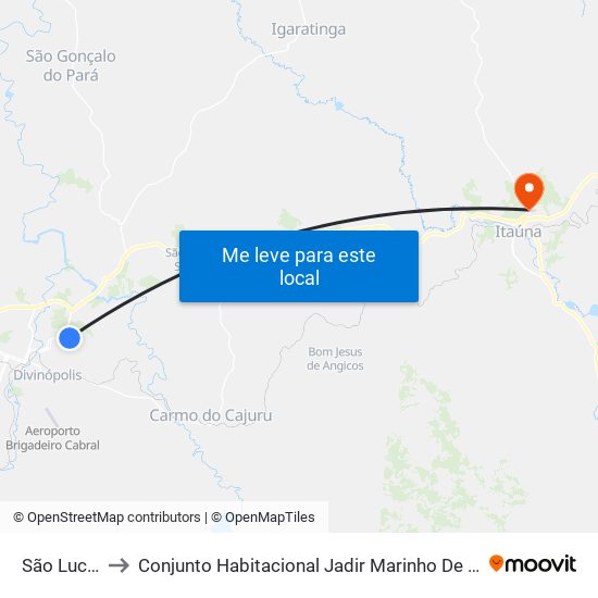 São Lucas to Conjunto Habitacional Jadir Marinho De Faria map