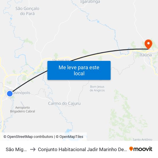 São Miguel to Conjunto Habitacional Jadir Marinho De Faria map