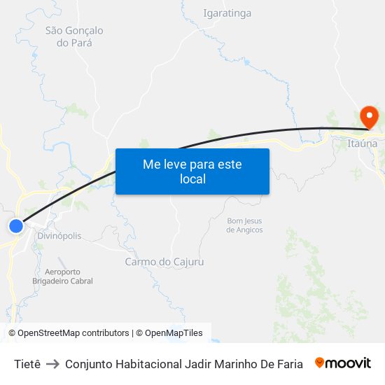 Tietê to Conjunto Habitacional Jadir Marinho De Faria map